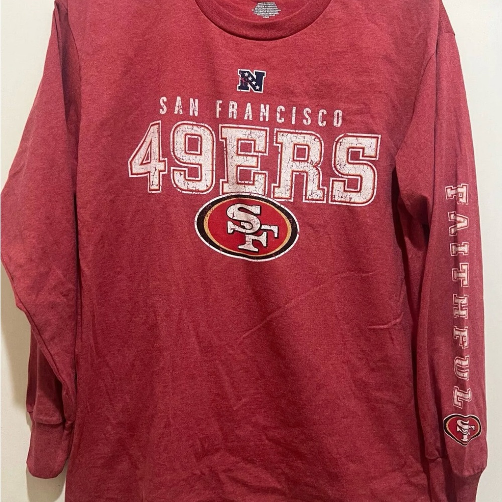 San Francisco 49ers Long Sleeves Shirt - Faded Print Graphics, New missing Tag